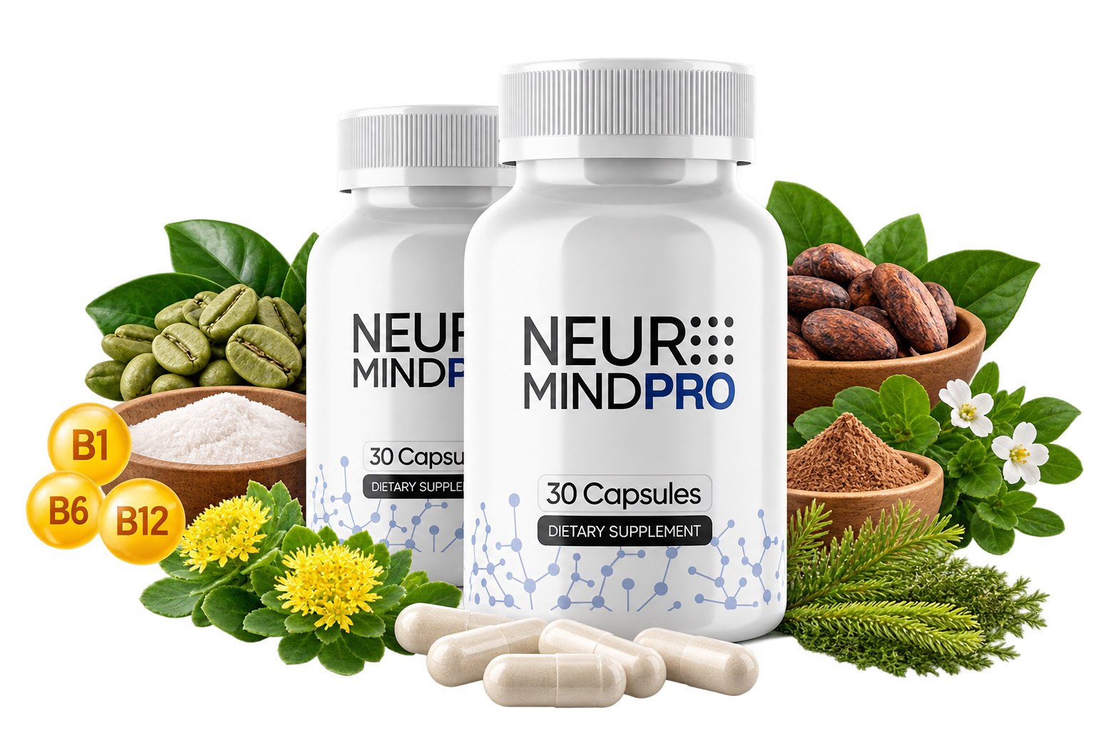 NeuroMind Pro bottle and capsules